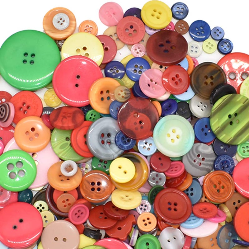 Renashed 600 PCS Assorted Size Resin Round Buttons DIY Craft Sewing Decorations for Kid's Painting - Image 3